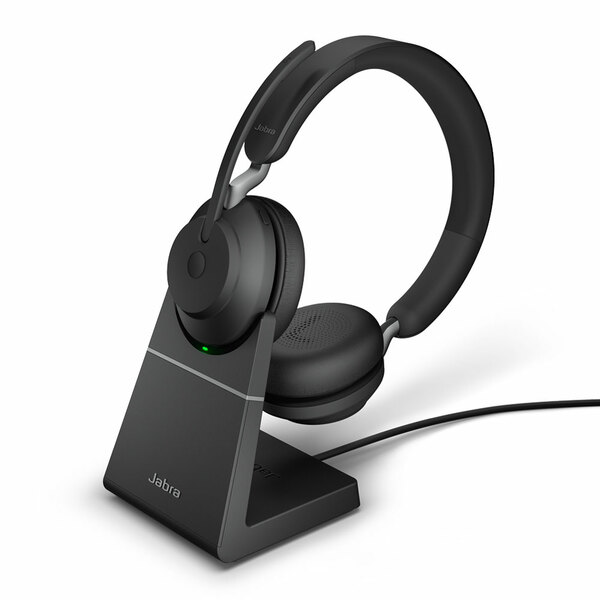 Jabra Evolve2 65 UC Stereo Bluetooth Headset, USB-A, Charging Stand - 26599-989-989